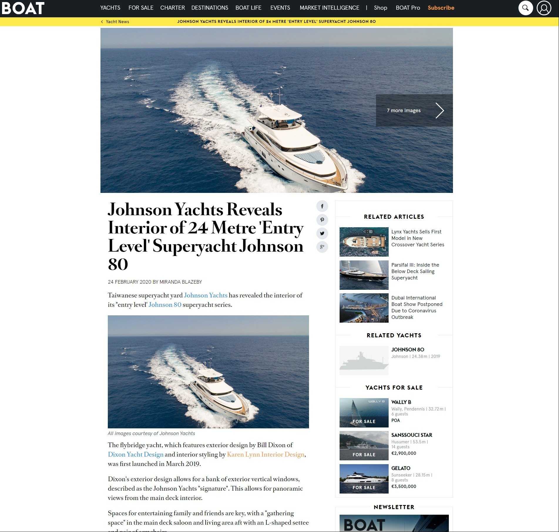 BoatInternational Johnson80 - Karen Lynn Interiors - Interior Design for Yacht, Aircrafts and Residential Projects